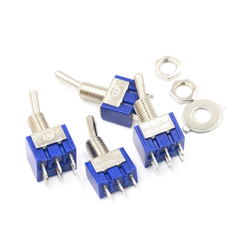 5pcs 6MM Reset Latching Toggle Switch MTS-102 5A 6A 125V 3A 250 AC Mini 3 6PIN ON-ON ON-OFF-ON Rocker Switch Lights Motors