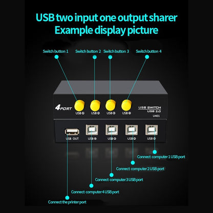 Mini 4 Ports 2Ports USB Printer Scanner Sharing Share Switch Splitter Box Hub