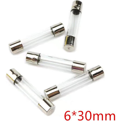 10Pcs 5x20mm 6x30mm Glass Tube Fuse Kit 250V 0.1A 0.2A 0.5A 0.8A 1A 2A 2.5A 3A 4A 5A 6.3A 7A 8A 10A 12A 15A 20A 30A AMP Circuit Fast Blow Fuses
