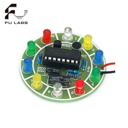 Fulabs CD4017 Colorful Voice Control Rotating LED Light Kit Electronic Manufacturing DIY Kit Spare Parts Student Laboratory