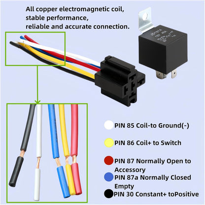 Waterproof Automotive Relay 12V 5Pin 40A Car Relay 12V 5Pin With Relay Socket  JD1914