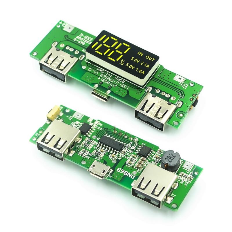 LED Dual USB 5V 2.4A 2A 1A Micro/Type-C USB Mobile Power Bank 18650 Charging Module Lithium Battery Charger Board Circuit Protection