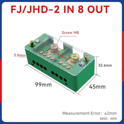 FJ6/JHD 2 IN 4/6/8/12/18 Out Wire Terminal Box Connector Block Household Junction Box Distribution Box Block Wire Connector