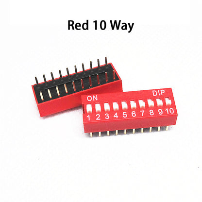 Fulabs 10PCS Slide Type Switch Module 1 2 3 4 5 6 7 8 9 10 12 Bit 2.54mm Position Way DIP Red Pitch Toggle Switch Red Snap Switch