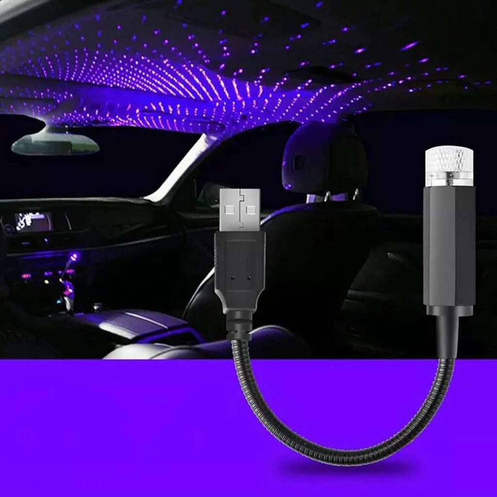 Universal USB LED Star Projector Neon Atmosphere Ambient Lamp Car Roof Interior Light Laser Red Purple Green