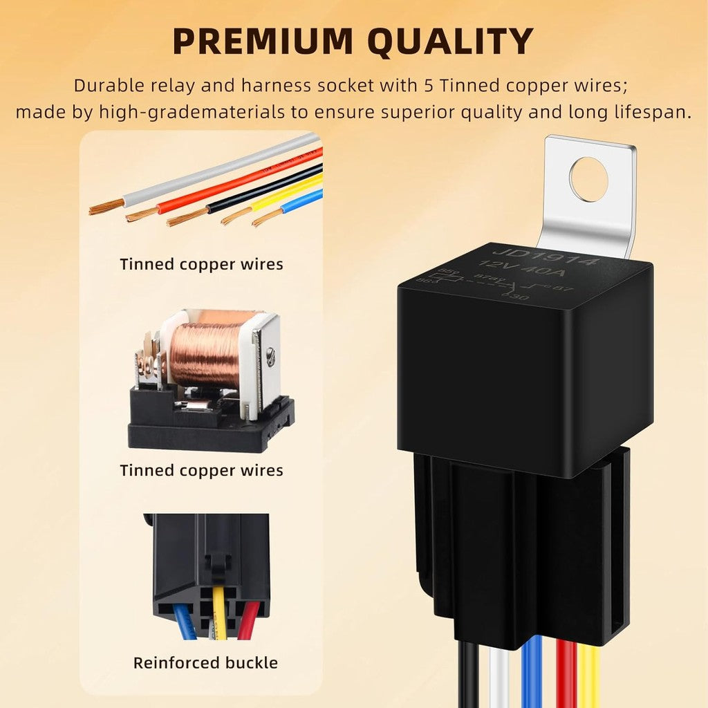 Waterproof Automotive Relay 12V 5Pin 40A Car Relay 12V 5Pin With Relay Socket  JD1914