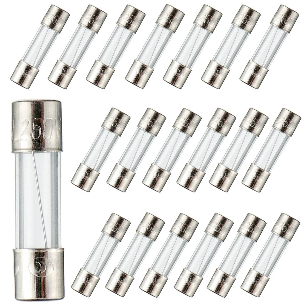 10Pcs 5x20mm 6x30mm Glass Tube Fuse Kit 250V 0.1A 0.2A 0.5A 0.8A 1A 2A 2.5A 3A 4A 5A 6.3A 7A 8A 10A 12A 15A 20A 30A AMP Circuit Fast Blow Fuses