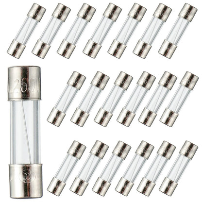 10Pcs 5x20mm 6x30mm Glass Tube Fuse Kit 250V 0.1A 0.2A 0.5A 0.8A 1A 2A 2.5A 3A 4A 5A 6.3A 7A 8A 10A 12A 15A 20A 30A AMP Circuit Fast Blow Fuses