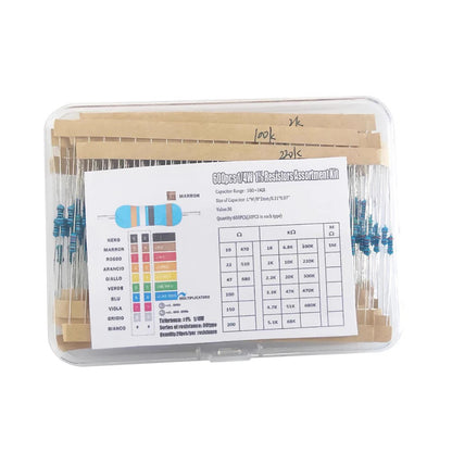 300pcs 600pcs 1/4W Resistance 1% 30 Kind Each 10pcs/20pcs Film Resistor Assorted Kit with box