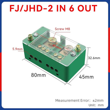 FJ6/JHD 2 IN 4/6/8/12/18 Out Wire Terminal Box Connector Block Household Junction Box Distribution Box Block Wire Connector
