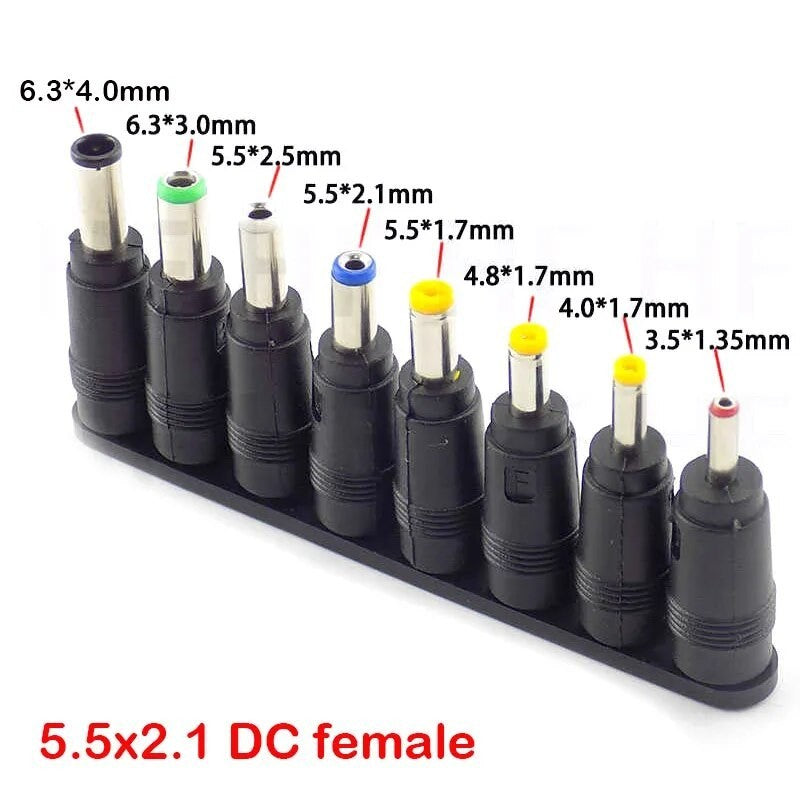 Fulabs DC 5.5X 2.1 MM Female Socket Adapter Connectors to Male Jack Plug Power Adaptor 8 pcs set