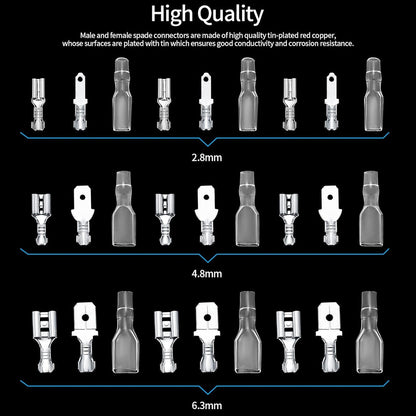 Box Insulated Male Female Wire Connector 4/4.8/6.3mm Electrical Crimp Terminals Termin Connectors