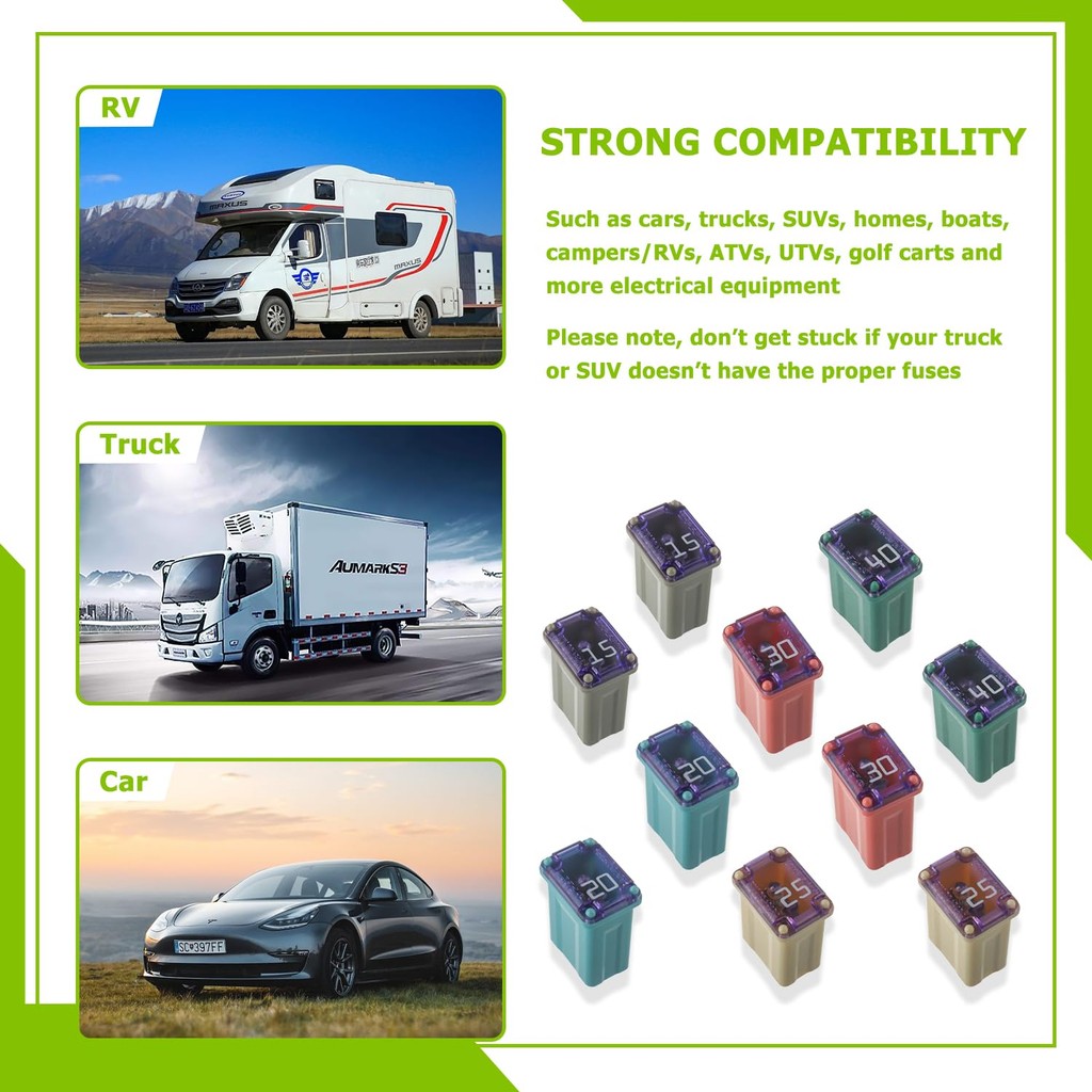 1PC PEC 15A 20A 25A 30A 40A Rectangle Car Fuse Square Auto FuseTube for Ford Mondeo Corola Mini Short Size