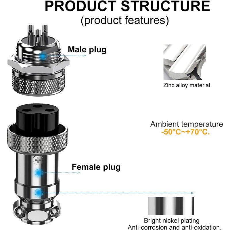 1Set GX16-2/3/4/5/6/7/8/9/10 Pin Male Female 16mm Wire M16 GX16 Circular Aviation Connector Socket Plug Metal