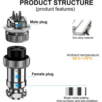 1Set GX16-2/3/4/5/6/7/8/9/10 Pin Male Female 16mm Wire M16 GX16 Circular Aviation Connector Socket Plug Metal