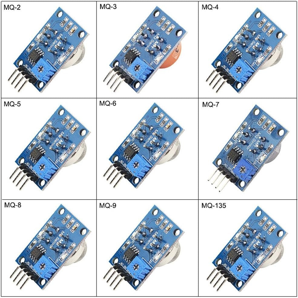 MQ2 MQ3 MQ4 MQ5 MQ6 MQ7 MQ8 MQ9 MQ135 Smoke Alcohol Methane LPG Carbon Monoxide Hydrogen Gas Sensor