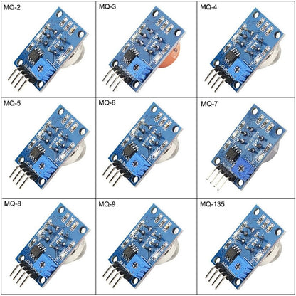 MQ2 MQ3 MQ4 MQ5 MQ6 MQ7 MQ8 MQ9 MQ135 Smoke Alcohol Methane LPG Carbon Monoxide Hydrogen Gas Sensor