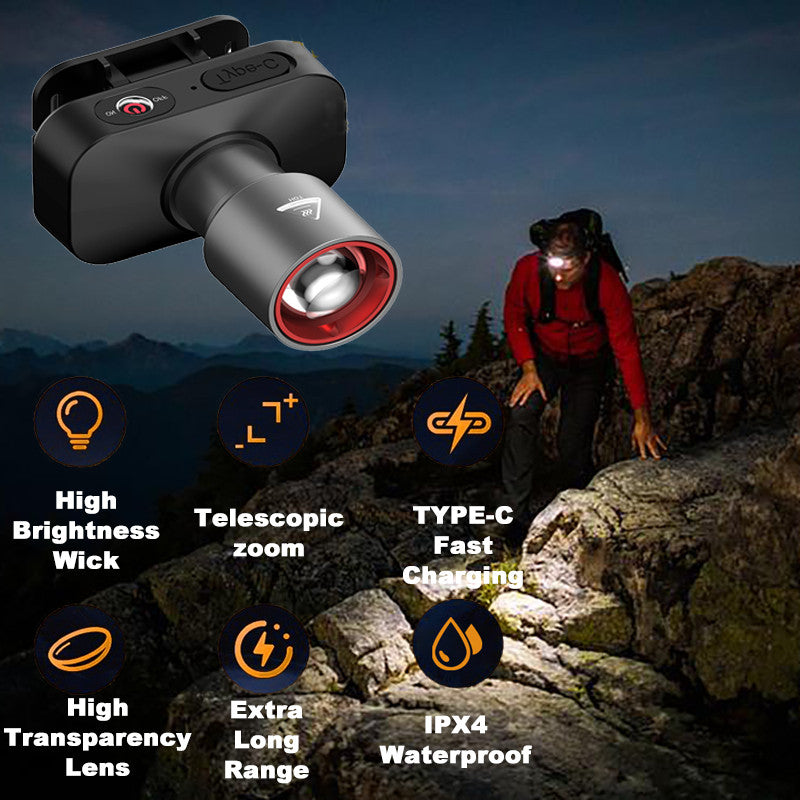 Headlight Flashlight Rechargeable Waterproof Zoomable Induction Headlamp Outdoor Emergency Light