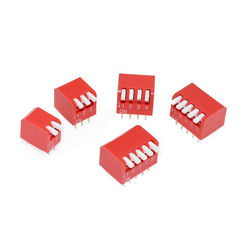 Fulabs 10PCS Slide Type Switch Module 1 2 3 4 5 6 7 8 9 10 12 Bit 2.54mm Position Way DIP Red Pitch Toggle Switch Red Snap Switch