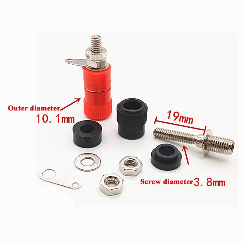 10Pcs JS-910B 4mm Amplifier Terminal Connector Binding Post Banana Plug Jack Mount Black Red