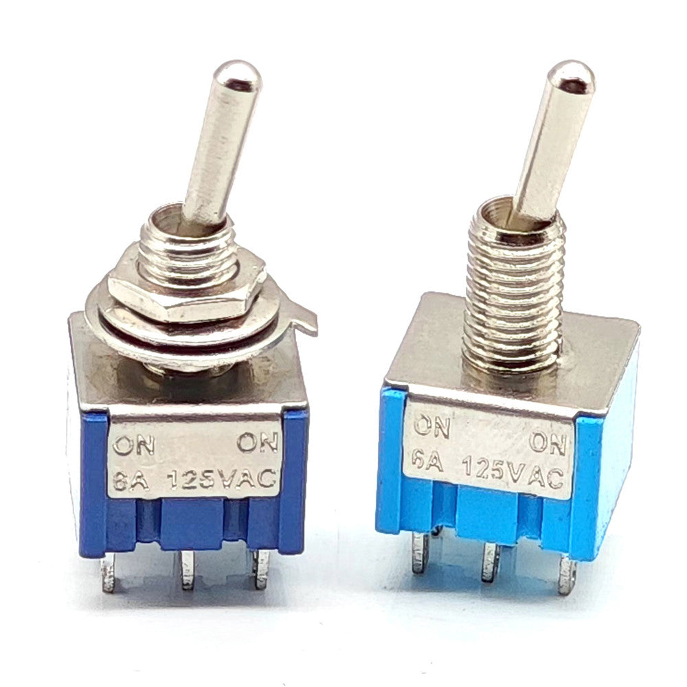 5pcs 6MM Reset Latching Toggle Switch MTS-102 5A 6A 125V 3A 250 AC Mini 3 6PIN ON-ON ON-OFF-ON Rocker Switch Lights Motors