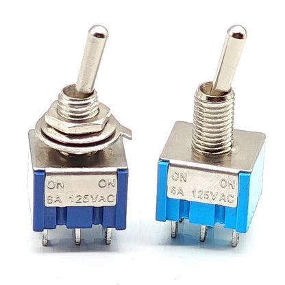 5pcs 6MM Reset Latching Toggle Switch MTS-102 5A 6A 125V 3A 250 AC Mini 3 6PIN ON-ON ON-OFF-ON Rocker Switch Lights Motors