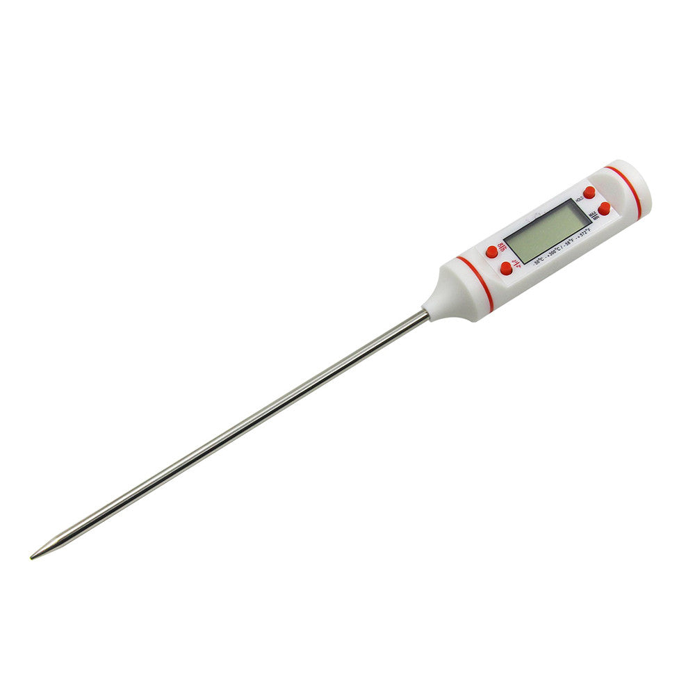 Food Thermometer for oil, water, and meat.  Accurate probe for grilling, baking, and cooking with LCD display.