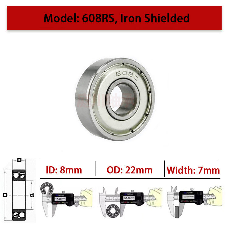 10pcs 608rs Stainless Steel Skateboard Bearings Skateboard Roller Wheel Bearings