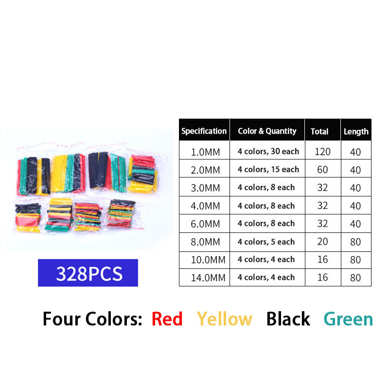 164 / 328 / 580 pcs Polyolefin Heat Shrink Tube Wrap HeatShrink Tubing kit 2:1 Electric Insulation