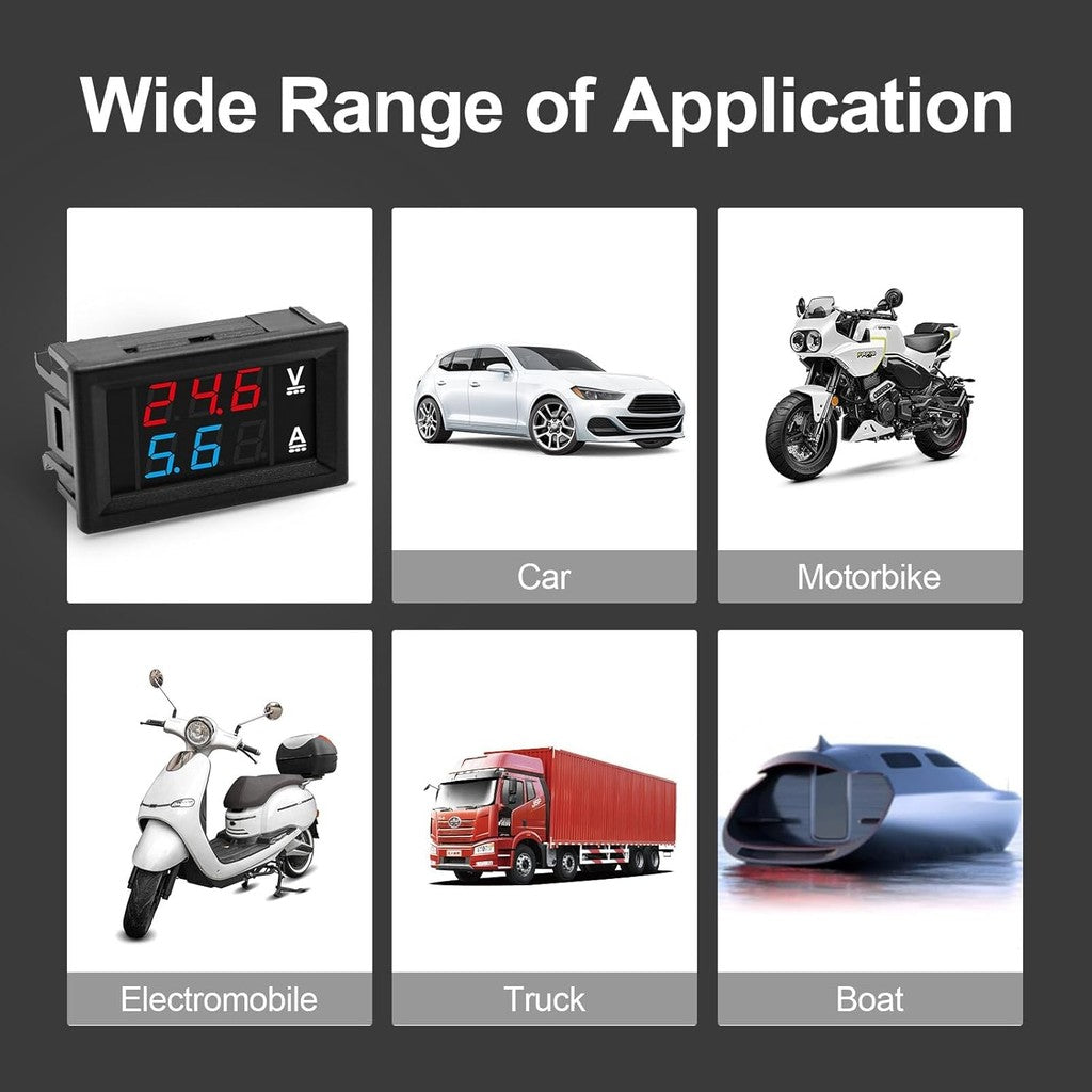 DC0-100V 10A 50A 100A red blue LED DC dual display digital voltage and current meter head with fine adjustment