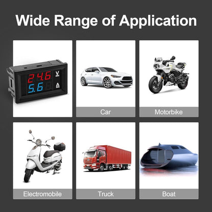 DC0-100V 10A 50A 100A red blue LED DC dual display digital voltage and current meter head with fine adjustment