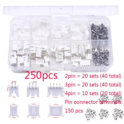 XH2.54mm Board Connectors Plug Mini Micro Male Female Kit 2 3 4 5 Pin 230PCS/250PCS
