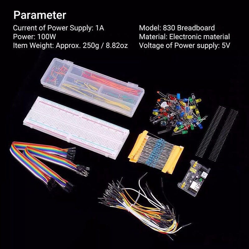 830 Breadboard Set Tie-points Breadboard Set Electronic Component Basic Starter Kit Resistor