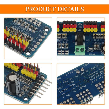 16 Channel 12-bit PWM/Servo Driver-I2C interface PCA9685 module Raspberry pi shield module servo shield