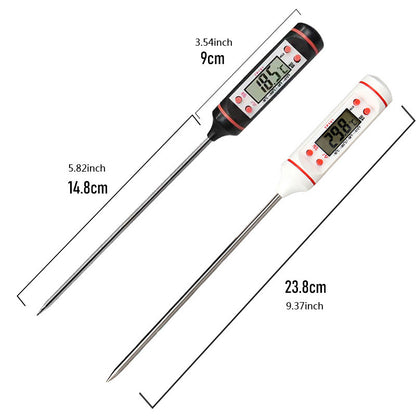 Food Thermometer for oil, water, and meat.  Accurate probe for grilling, baking, and cooking with LCD display.