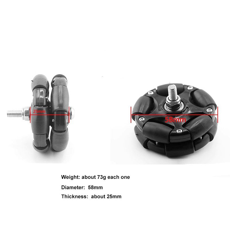 1Pcs 58mm Plastic Omni Wheel for Robot Kit Servo Motor Omni Wheel