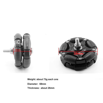 1Pcs 58mm Plastic Omni Wheel for Robot Kit Servo Motor Omni Wheel