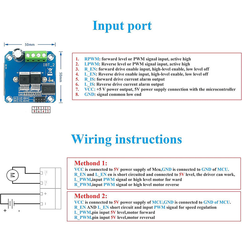 Double BTS7960 43A H-bridge High-power Motor Driver module/ diy smart car Current diagnostic for Arduino