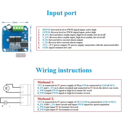 Double BTS7960 43A H-bridge High-power Motor Driver module/ diy smart car Current diagnostic for Arduino