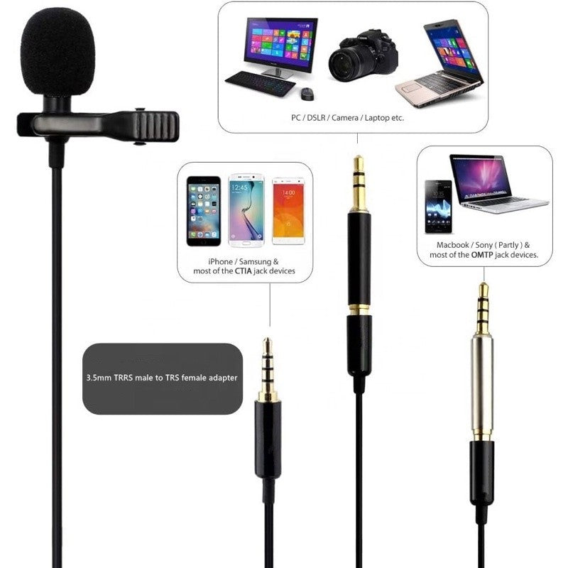 3.5mm 4-pole TRRS female to 3-pole TRS male audio adapter, suitable for computers and cameras