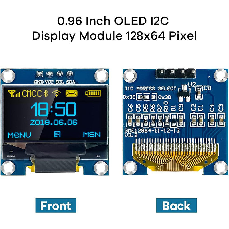 0.96 inch IIC SPI Serial White/Blue/Yellow Blue OLED Display Module SSD1306 12864 LCD Screen Board for Arduino