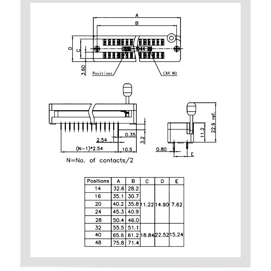 2.54 MM Green DIP Universal ZIF IC Socket Test Solder Type IC lock seat zif socket 4 16 20 28 40 P Pin