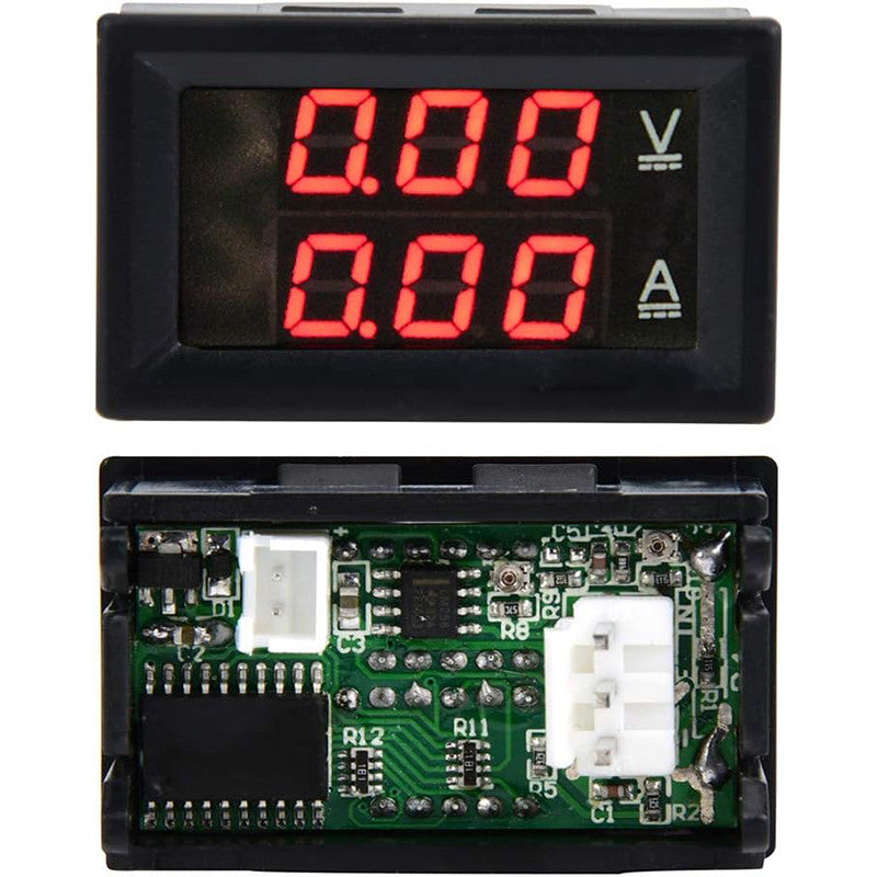 DC0-100V 10A 50A 100A red blue LED DC dual display digital voltage and current meter head with fine adjustment