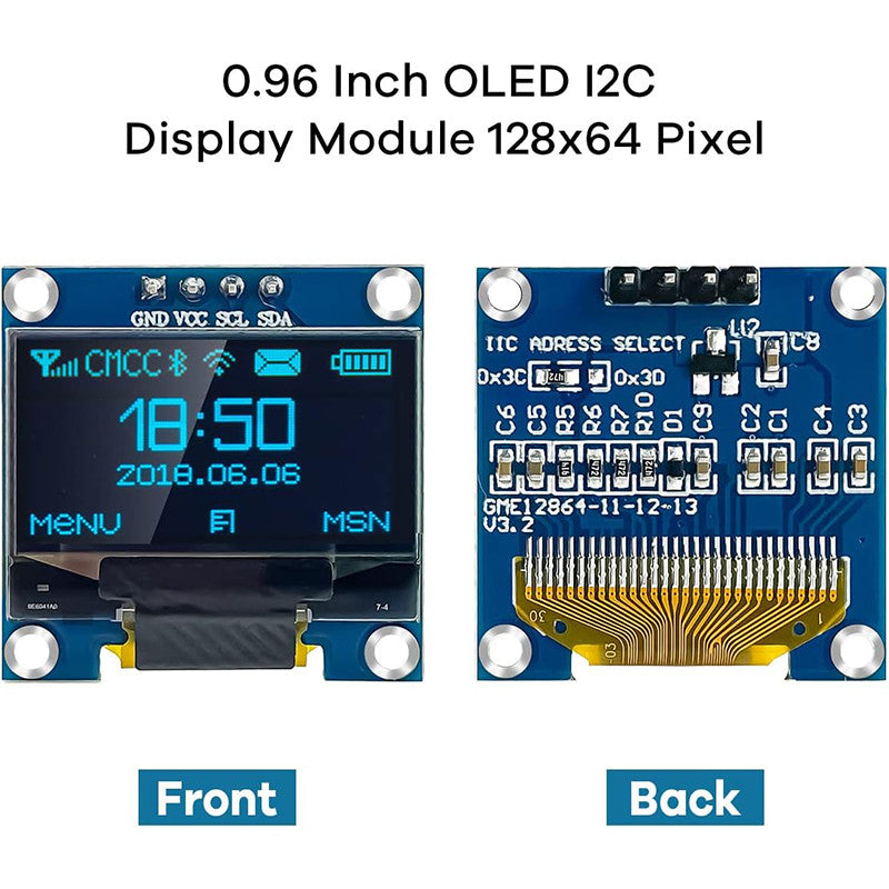 0.96 inch IIC SPI Serial White/Blue/Yellow Blue OLED Display Module SSD1306 12864 LCD Screen Board for Arduino