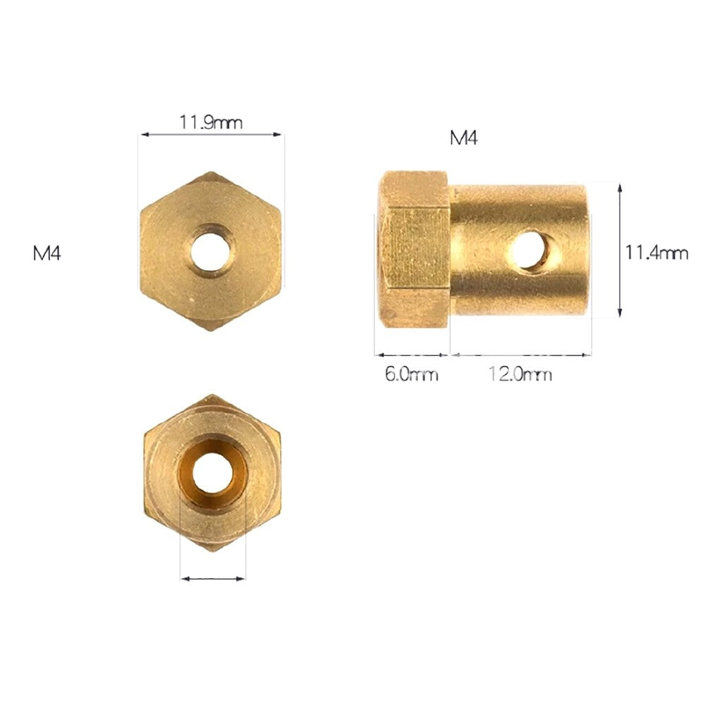 5PCS Hex Coupling Hexagonal Brass Connector Connecting Shaft Copper Connector for Motor Wheel DIY Robot Car Chassis