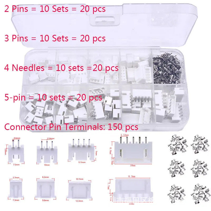 XH2.54mm Board Connectors Plug Mini Micro Male Female Kit 2 3 4 5 Pin 230PCS/250PCS