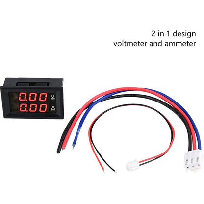 DC0-100V 10A 50A 100A red blue LED DC dual display digital voltage and current meter head with fine adjustment