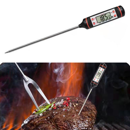 Food Thermometer for oil, water, and meat.  Accurate probe for grilling, baking, and cooking with LCD display.