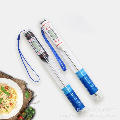 Food Thermometer for oil, water, and meat.  Accurate probe for grilling, baking, and cooking with LCD display.