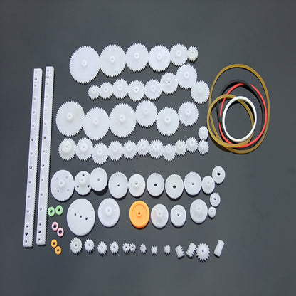 75pcs Plastic gear/rack/ pulley/ belt/Worm gear/Single-and double-gear/8-56 teeth